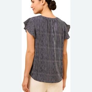Adrianna Papell Women's Solid Short Ruffle Sleeve Popover Blouse Size XL